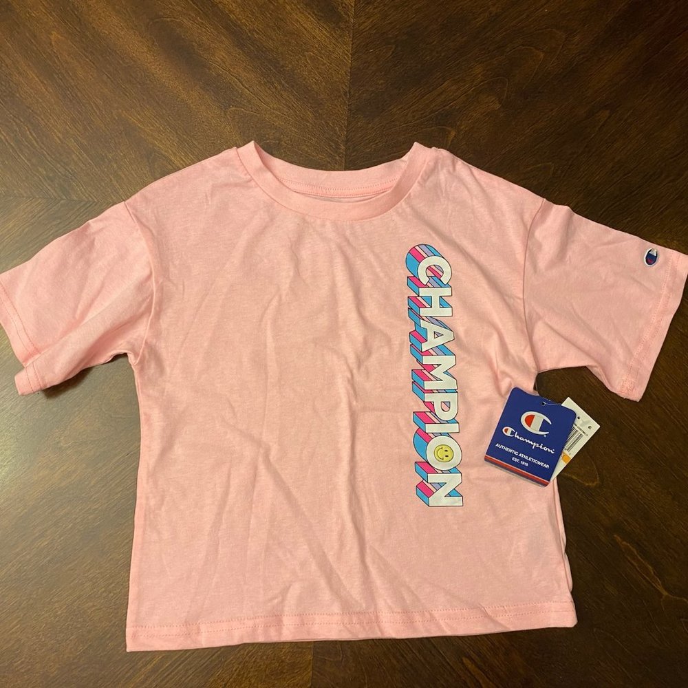 Girls 6x Champion Light Pink Cropped Boxy Tee - NWT - New with Tags!